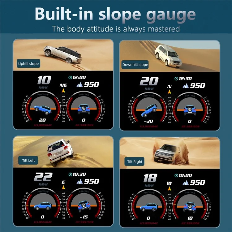 P2 OBD LCD Display Smart Driving Device + Diagnostic Tools + Slope Meter for Cars Vehicles