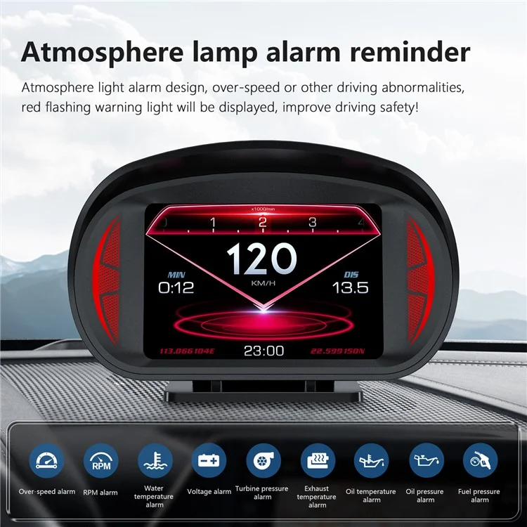 P2 OBD LCD Affichage du Dispositif de Conduite Intelligente + Outils de Diagnostic + Compteur de Pente Pour Véhicules de Voitures