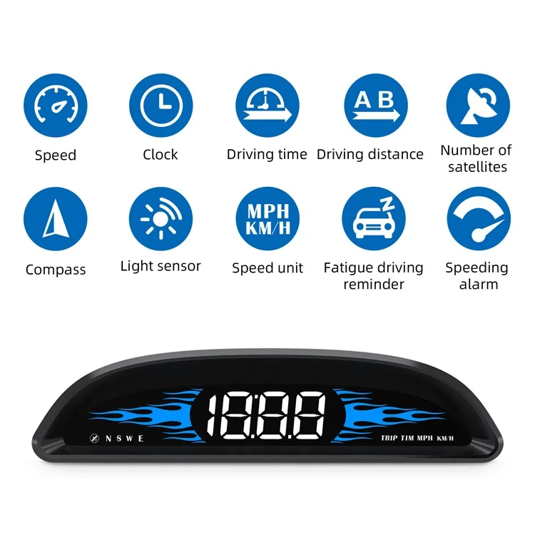 G2 4-inch LCD Car HUD Speed Mileage Measurement GPS+Beidou Car Head Up Display