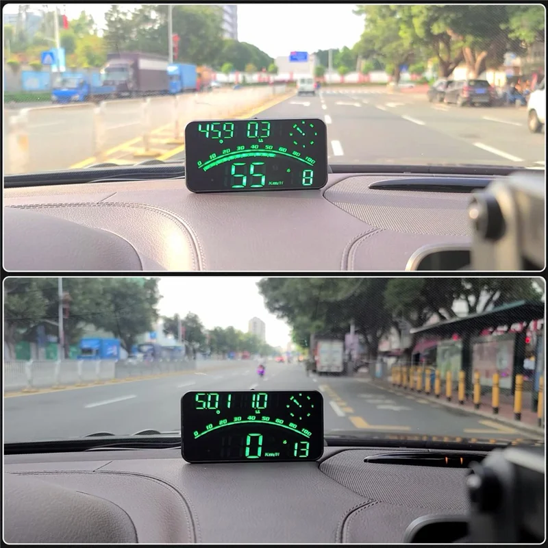 G10 GPS Head-Up Display 16:9 Large Screen HUD with 2 Alarm Function Support 360° Rotating - Green