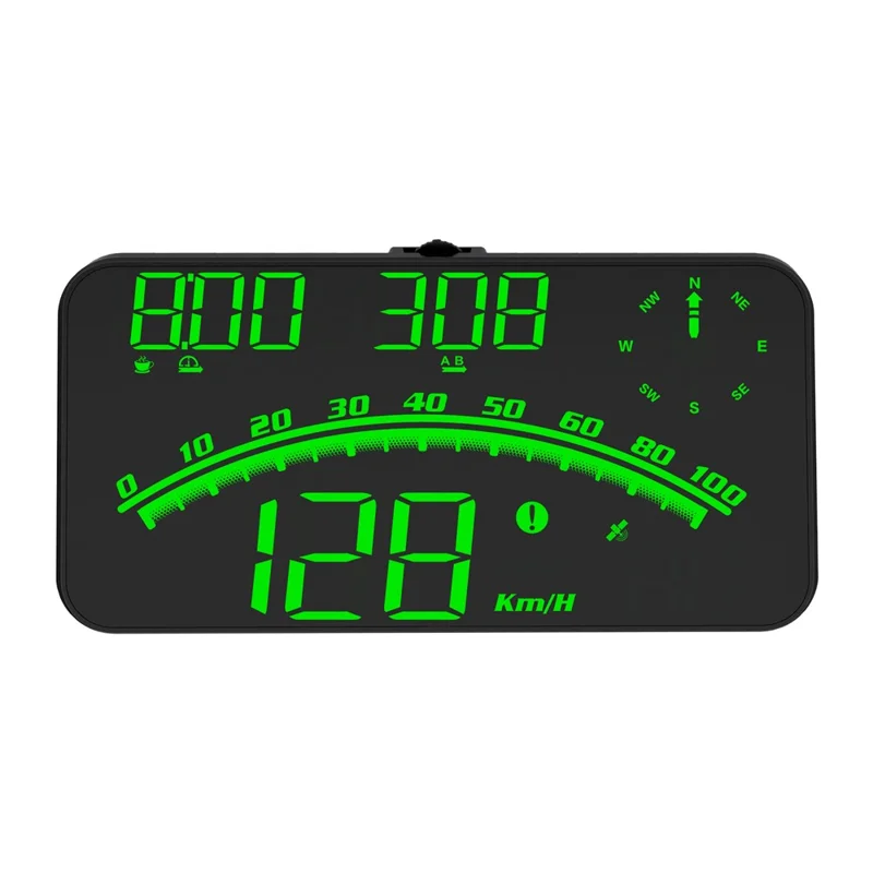 G10 GPS Head-Up Display 16:9 Large Screen HUD with 2 Alarm Function Support 360° Rotating - Green