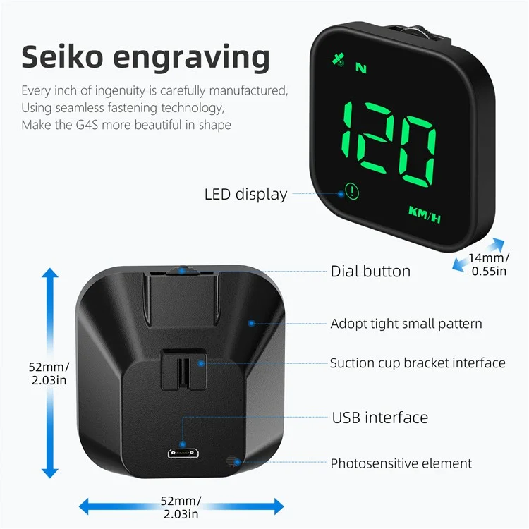 Exibir de Cabeça G4S HUD GPS Universal Speedometer Multifuncional Portátil Visor de Computador de Carro Portátil - Verde