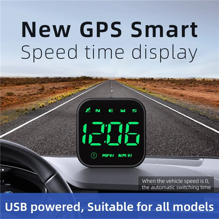 Tela de Apresentação de Cabeça G4S HUD GPS Universal Velocímetro Multifuncional Computador de Bordo Portátil - Verde