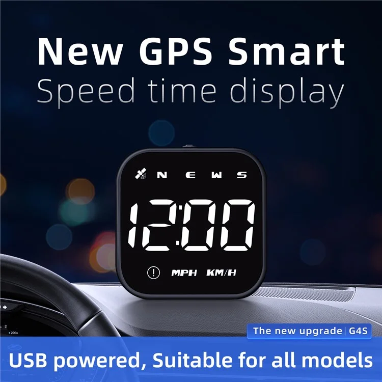 G4S Head-Up Display HUD GPS Universal Multi-Function Speedometer Portable Car Computer Display - White