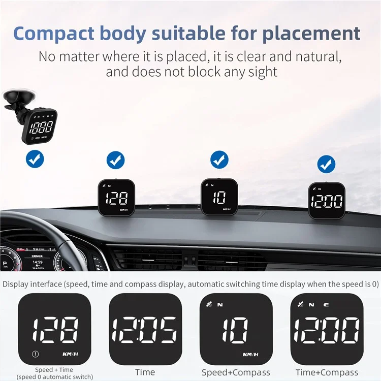G4S Head-Up Display HUD GPS Universal Multi-Function Speedometer Portable Car Computer Display - White