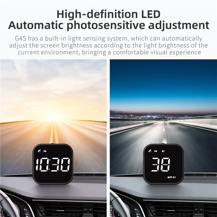 G4S Head-Up Display HUD GPS Universal Multi-Function Speedometer Portable Car Computer Display - White