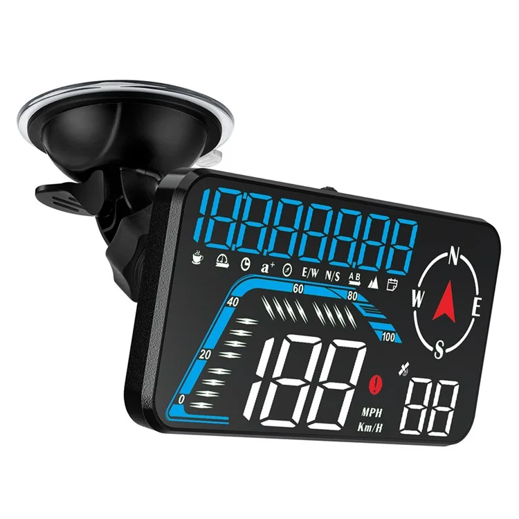 G12 HUD GPS Digital Car Speedometer Windshield Suction Cup Mount Head-Up Display - Bleu+Blanc