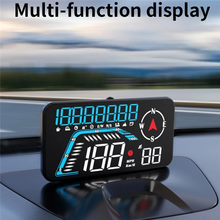 G12 HUD GPS Digital Car Speedometer Windshield Suction Cup Mount Head-Up Display - Blue+White