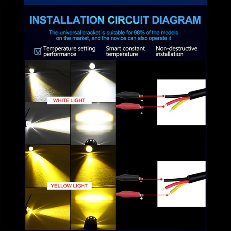 IP67 Waterproof Motorcycle LED Headlight Super Bright Spotlight Flood Lamp