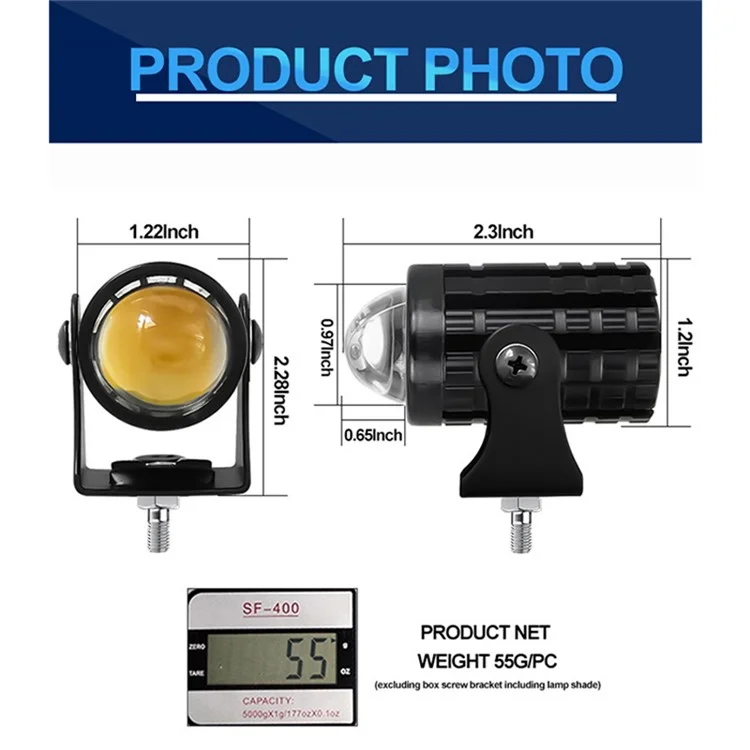 IP67 Waterproof Motorcycle LED Headlight Super Bright Spotlight Flood Lamp