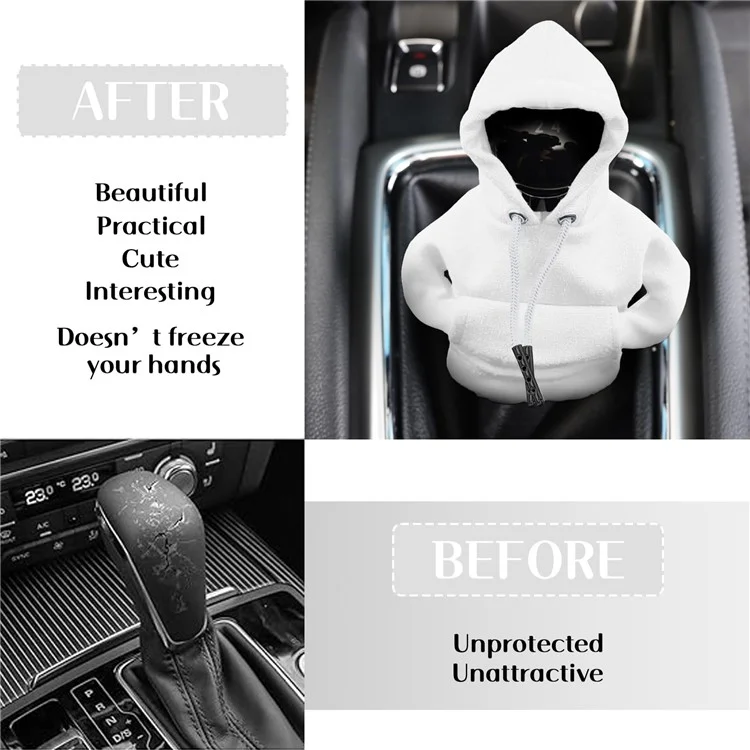 Kreatives Hoodie-Design Autoschieberegelknaufabdeckung Schalthebel-Dekoration - Weiß