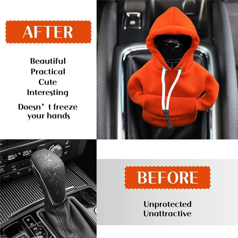 Creative Hoodie Design Car Shift Knob Cover Gear Shift Lever Decoration - Orange