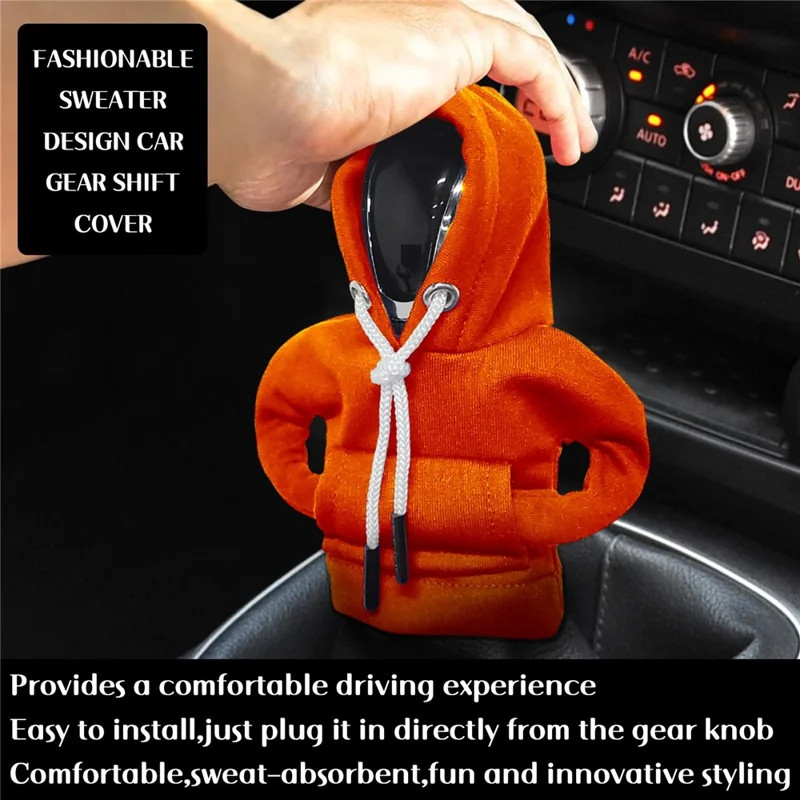 Creative Hoodie Design Car Shift Knob Cover Gear Shift Lever Decoration - Orange