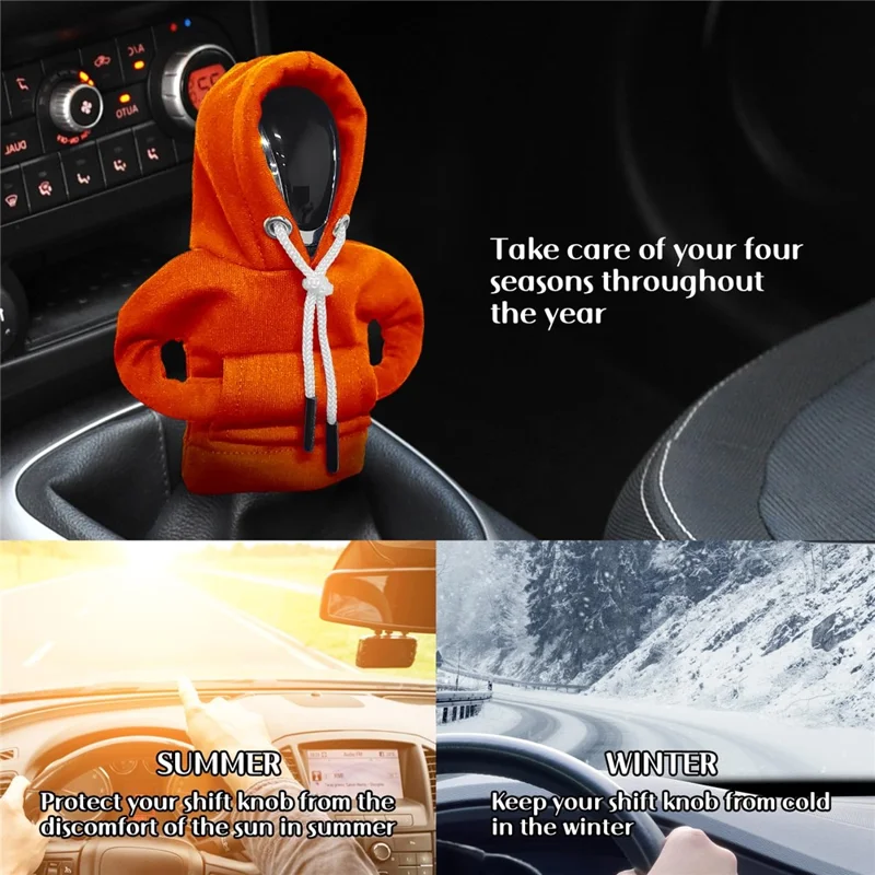 Creative Hoodie Design Car Shift Knob Cover Gear Shift Lever Decoration - Orange