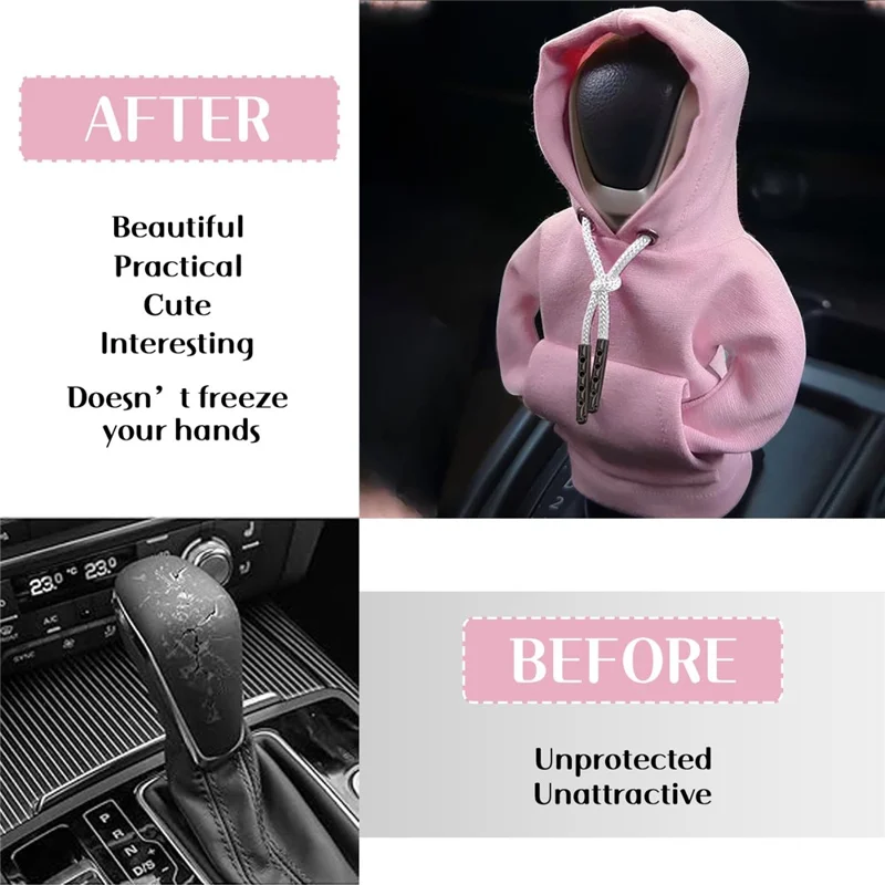 Creative Hoodie Design Car Shift Knob Cover Gear Shift Lever Decoration - Pink