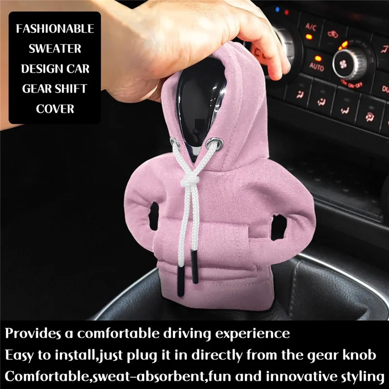 Creative Hoodie Design Car Shift Knob Cover Gear Shift Lever Decoration - Pink