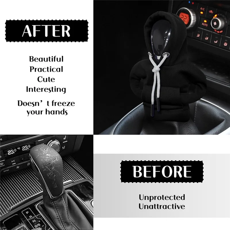 Creative Hoodie Design Car Shift Knob Cover Gear Shift Lever Decoration - Black