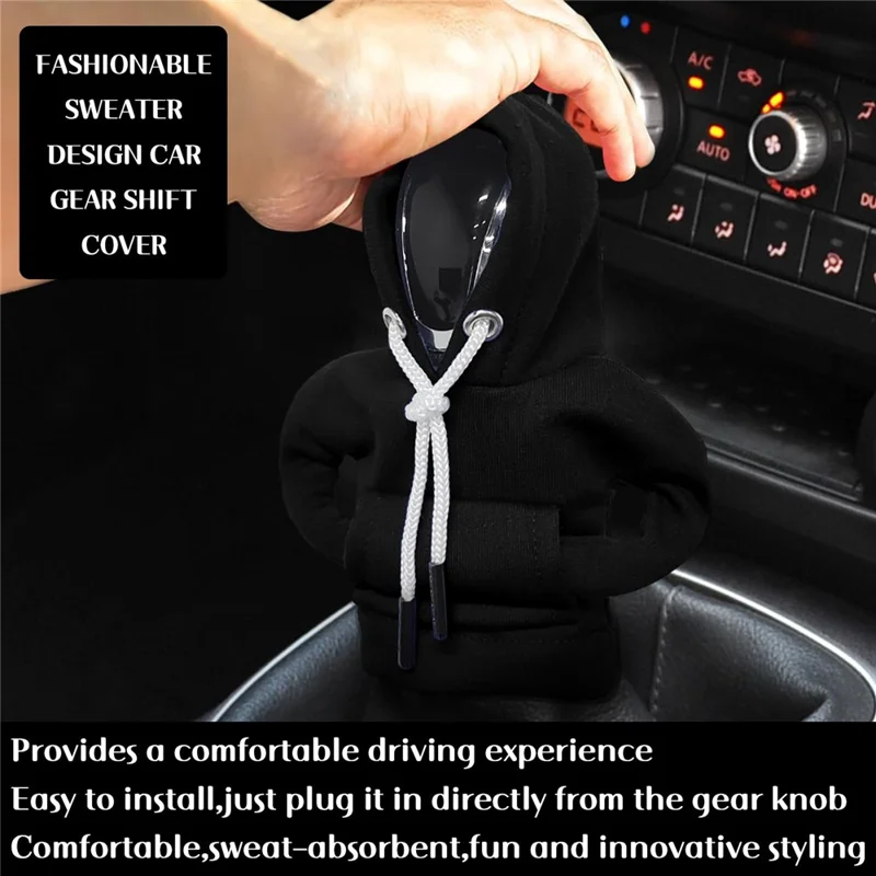 Creative Hoodie Design Car Shift Knob Cover Gear Shift Lever Decoration - Black