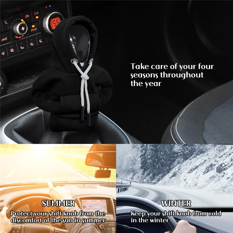 Creative Hoodie Design Car Shift Knob Cover Gear Shift Lever Decoration - Black