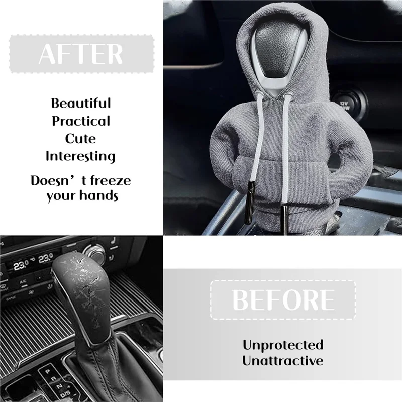 Creative Hoodie Design Car Shift Knob Cover Gear Shift Lever Decoration - Grey