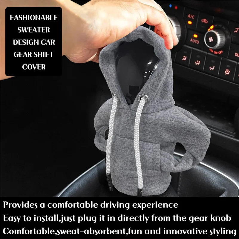 Creative Hoodie Design Car Shift Knob Cover Gear Shift Lever Decoration - Grey