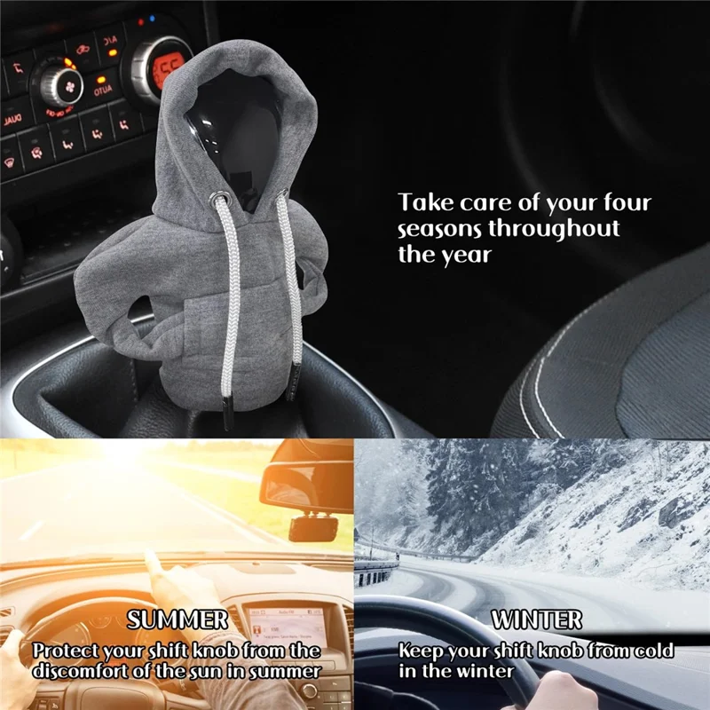 Creative Hoodie Design Car Shift Knob Cover Gear Shift Lever Decoration - Grey