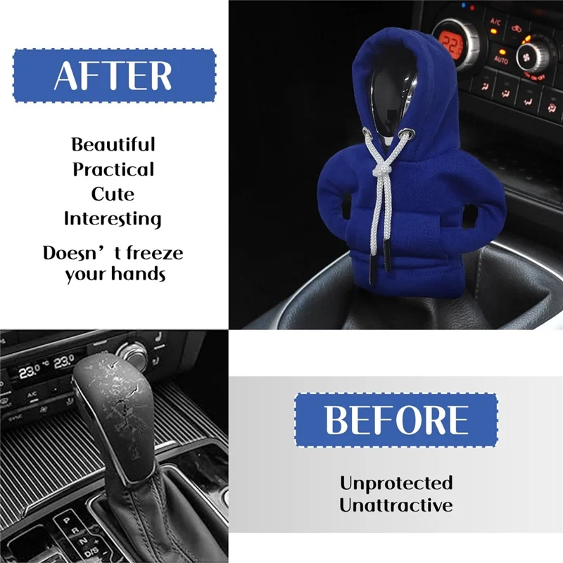 Kreative Hoodie-Design Autokupplung Schaltknaufabdeckung Gangschaltmanschette Dekoration - Blau
