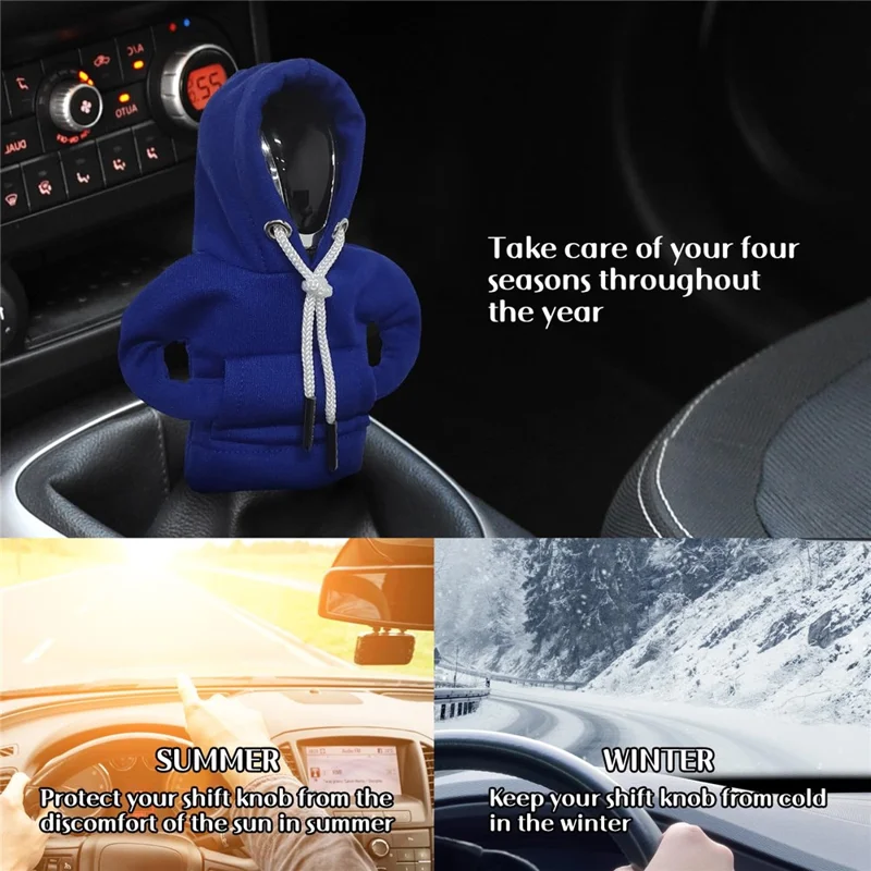 Kreative Hoodie-Design Autokupplung Schaltknaufabdeckung Gangschaltmanschette Dekoration - Blau