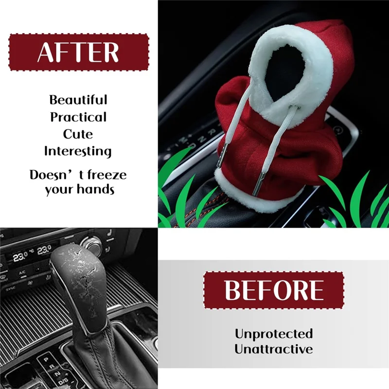 Christmas Style Hoodie Design Car Shift Knob Cover Vehicle Gear Shift Lever Decoration - Red