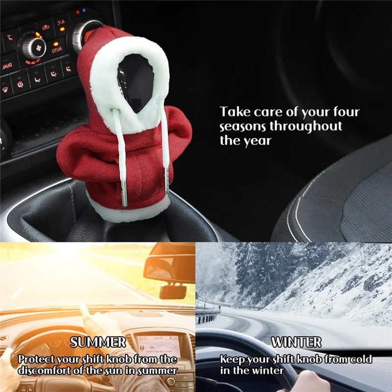 Christmas Style Hoodie Design Car Shift Knob Cover Vehicle Gear Shift Lever Decoration - Red