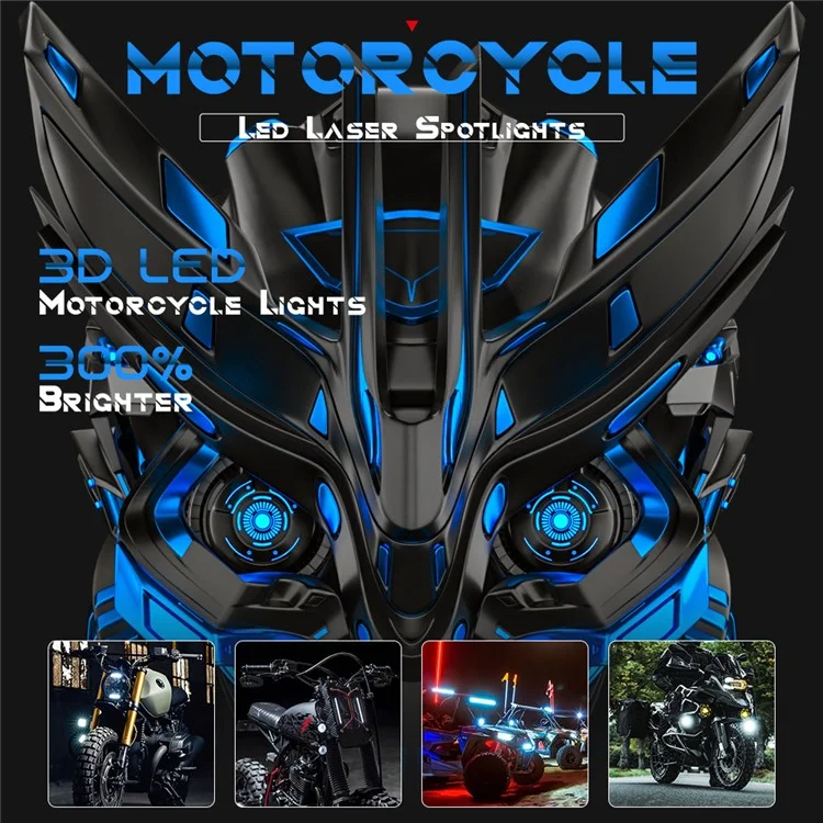 Motorcycle 4-LED Headlight White+Yellow Light Motorbike Spotlight Front Lamp