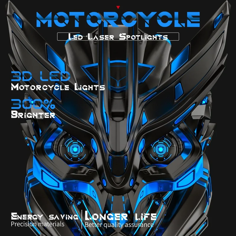 Motorcycle LED Spotlight White+Yellow High Low Beam Light Motorbike Fog Lamp
