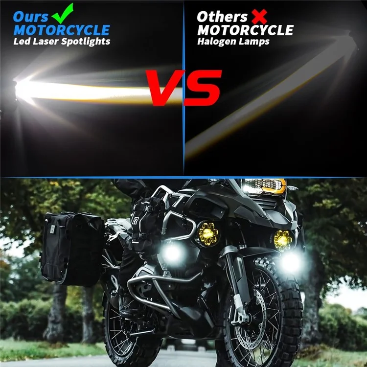 Luce anteriore LED luminosa per motocicletta Impermeabile Bianca+Gialla Faro per motocicletta