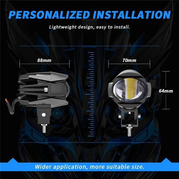 Luce anteriore LED luminosa per motocicletta Impermeabile Bianca+Gialla Faro per motocicletta