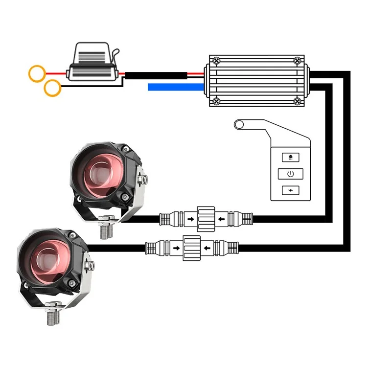 1 Pair / Set Motorcycle 5 Modes LED Headlight Motorbike External Modified Spotlight