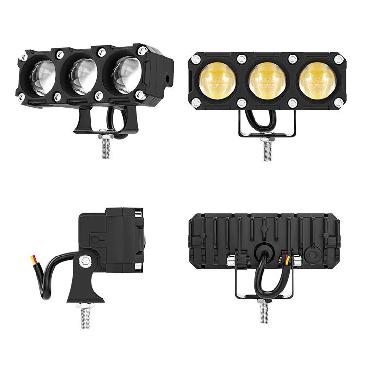 Phare à 3 LED pour voiture et moto, faisceau élevé et faible, ultra lumineux, étanche, projecteur de moto