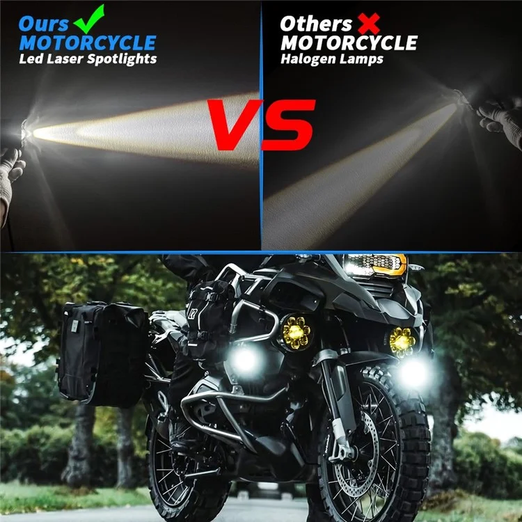 Super Bright Motorcycle White+Yellow LED Headlight Motorbike External Modified Spotlight