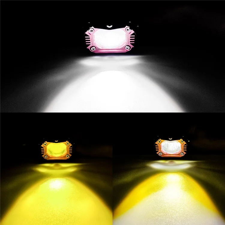 20W Projecteur Moto LED Clignotant Feu de Brouillard Blanc + Jaune Lampe Moto Modifiée Phare Additionnel