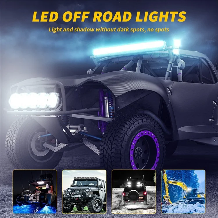 48W 12V 16-LED Autofahren Arbeitsleuchte Wasserdicht Quadratische Autogelände Scheinwerfer - Gelbes Licht