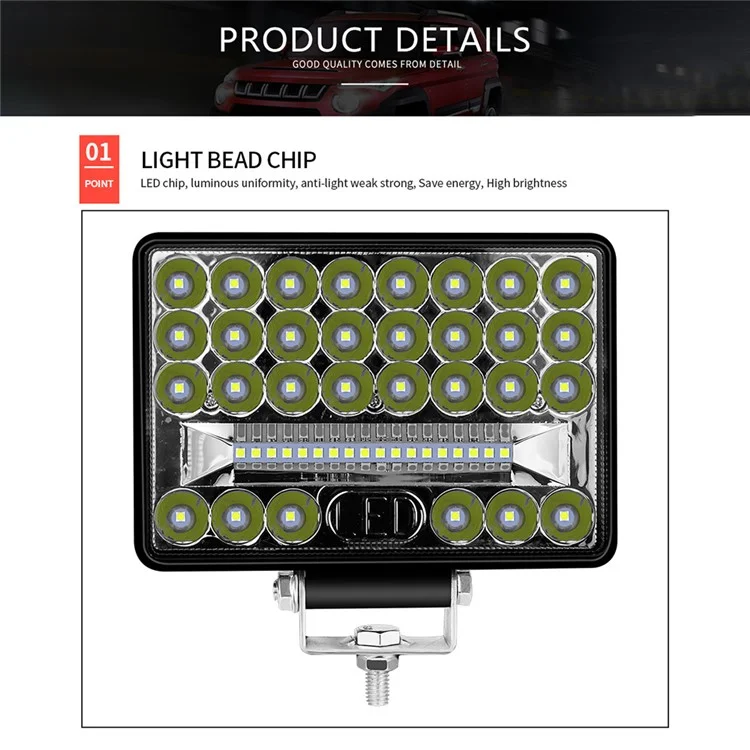 144 Вт 48-светодиодный автомобильный грузовик вилочный погрузчик Driving Work Light Waterproof 5-дюймовый Engineering Vehicle Spot Flood Light