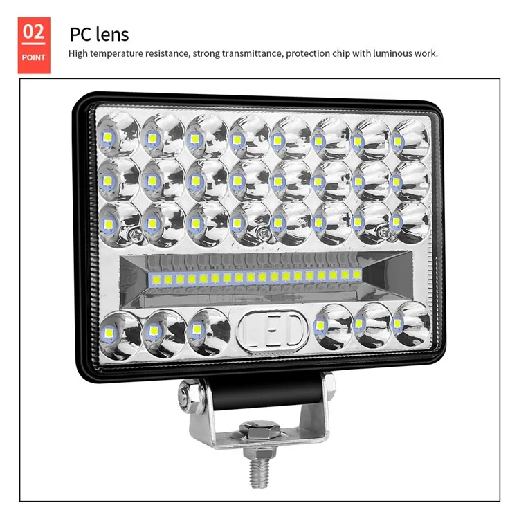 144 Вт 48-светодиодный автомобильный грузовик вилочный погрузчик Driving Work Light Waterproof 5-дюймовый Engineering Vehicle Spot Flood Light