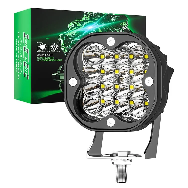 3-inch 48W 16-LED Car Truck Forklift Spotlight Square Waterproof Engineering Vehicle Headlight - White Light