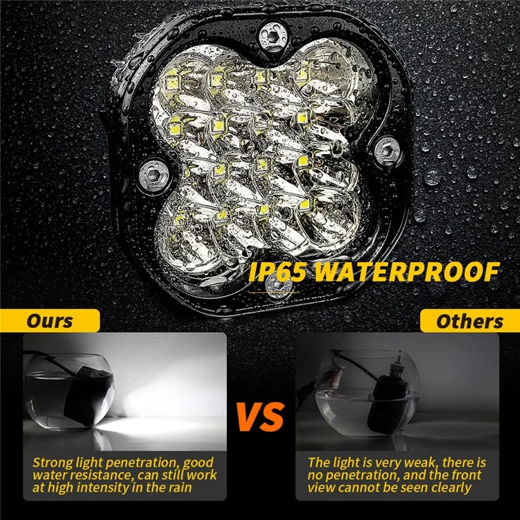 3-inch 48W 16-LED Car Truck Forklift Spotlight Square Waterproof Engineering Vehicle Headlight - White Light