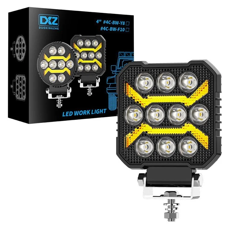 4-inch 17W Car SUV Off-Road Motorcycle Square DRL 10-LED Vehicle Driving Headlight