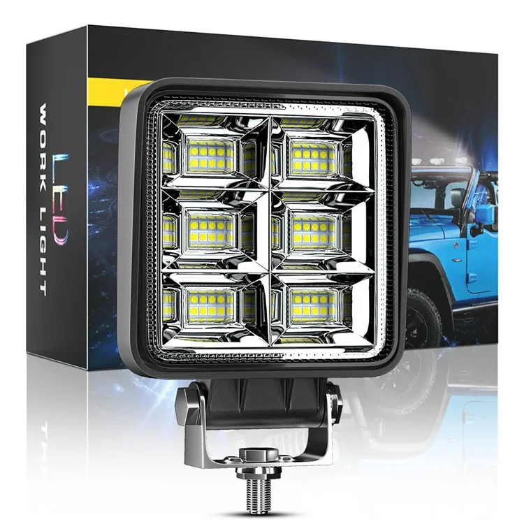 144W 48LED Car SUV Off-Road 4-inch Square Floodlight Waterproof Vehicle Bright Flood Lamp