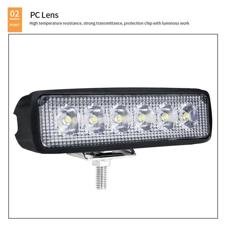 18W Autoanzeige SUV Offroad 6LED Scheinwerfer Wasserdicht Fahrzeug Super Bright Bar Lampe