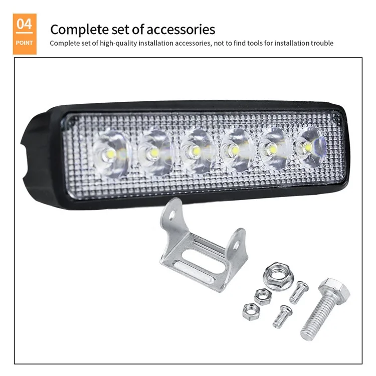 18W Autoanzeige SUV Offroad 6LED Scheinwerfer Wasserdicht Fahrzeug Super Bright Bar Lampe