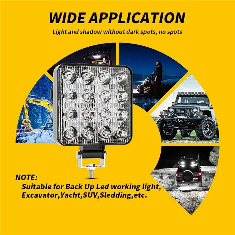 Proiettore da 16 LED 48W per auto, SUV e fuoristrada, luce di lavoro impermeabile per veicoli