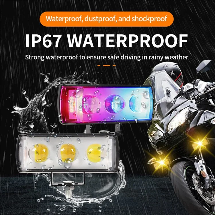 Foco de motocicleta A086-3C de 3 LED, resistente al agua, con carcasa de aluminio, 12-60V
