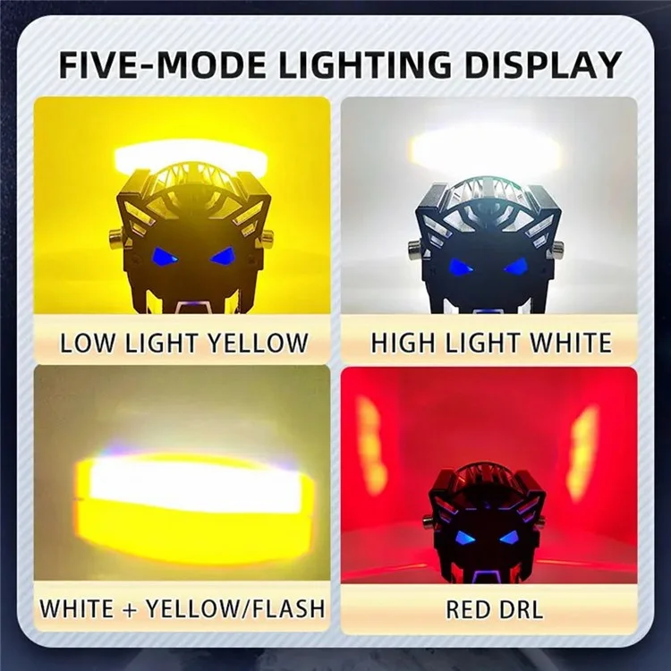 JPV74 Waterproof 12-48V Motorcycle Spotlight Red and Blue Strobe Lamp for Motorbike